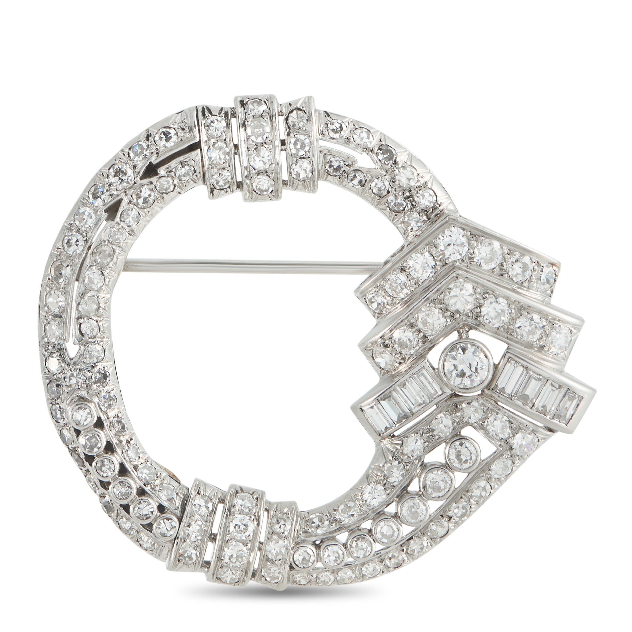 Platinum 6.50ct Diamond Brooch