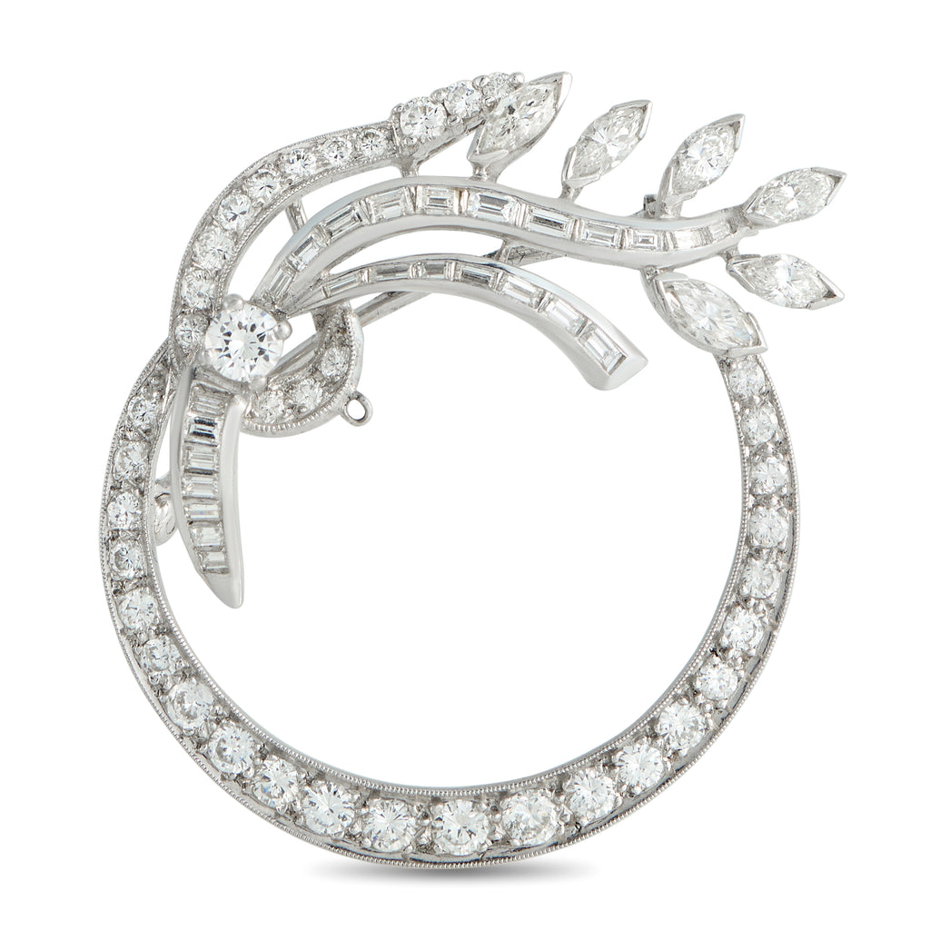 Platinum 3.50ct Diamond Brooch