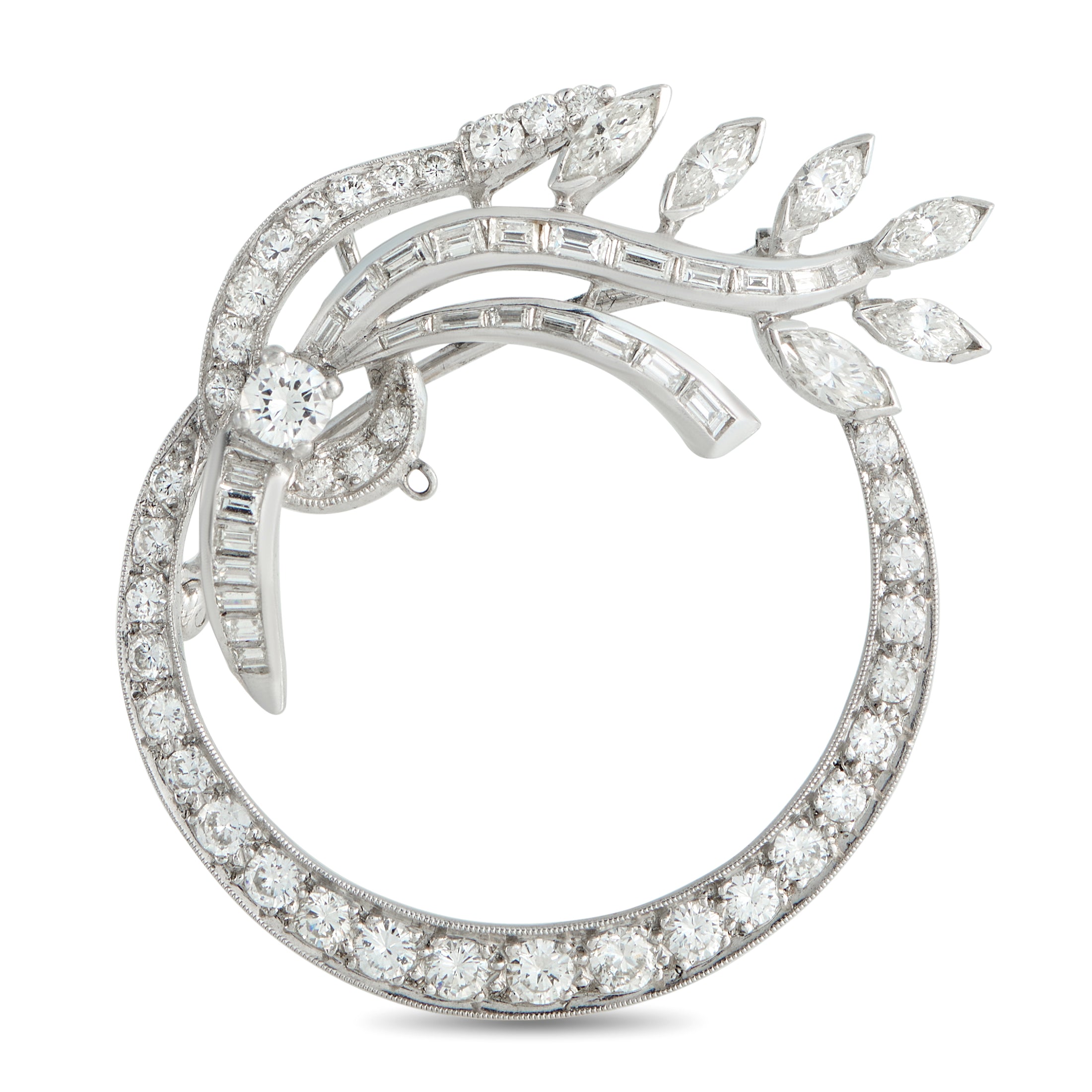 Platinum 3.50ct Diamond Brooch