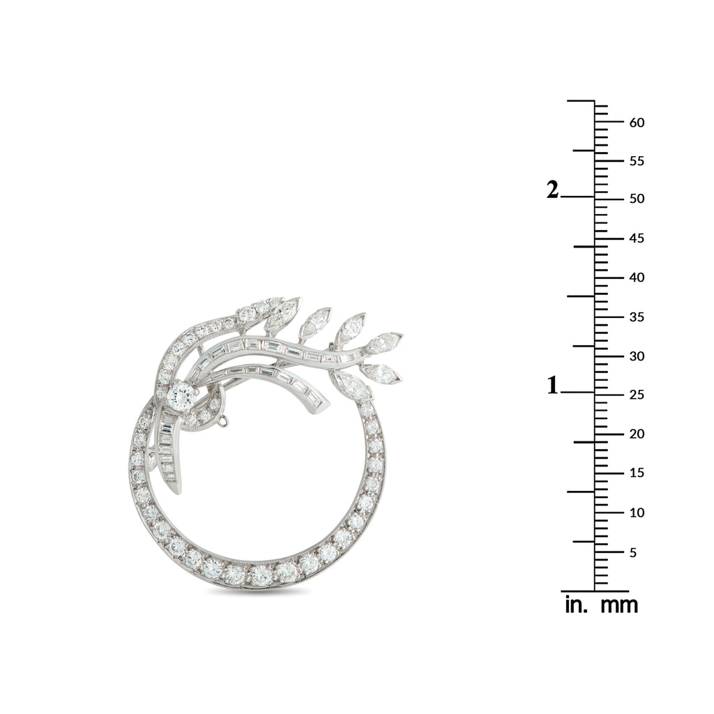 Platinum 3.50ct Diamond Brooch