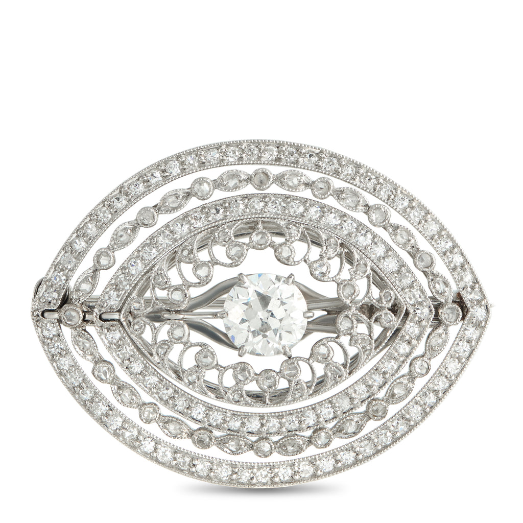 Platinum, 18K White Gold 2.0ct Diamond Brooch