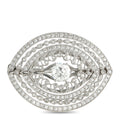 Diamond brooch with oval openwork and central round diamond