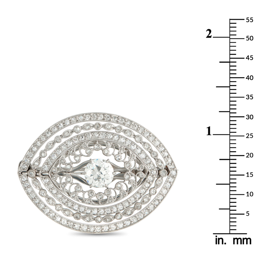 Platinum, 18K White Gold 2.0ct Diamond Brooch
