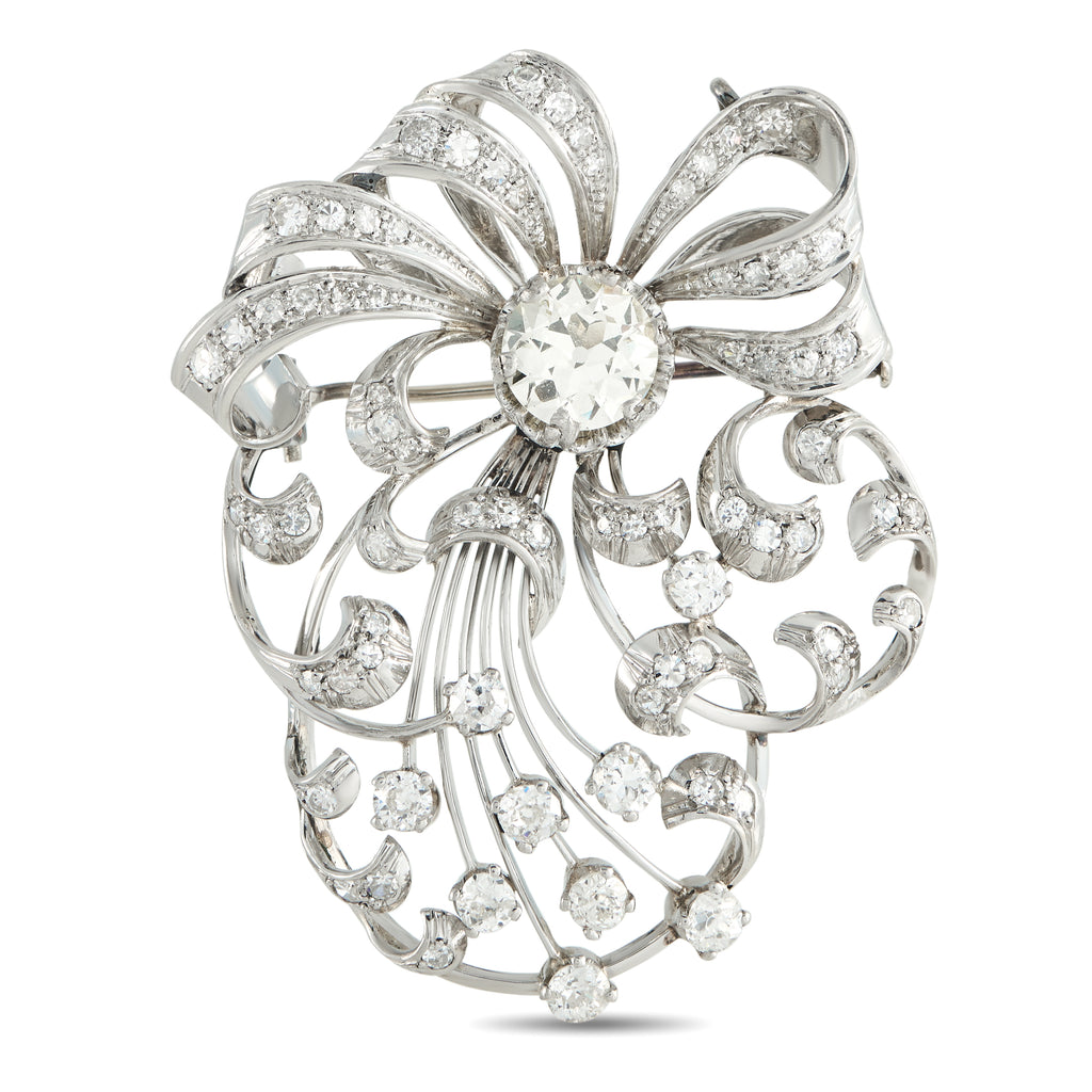 Platinum 4.07ct Diamond Victorian Spray Brooch