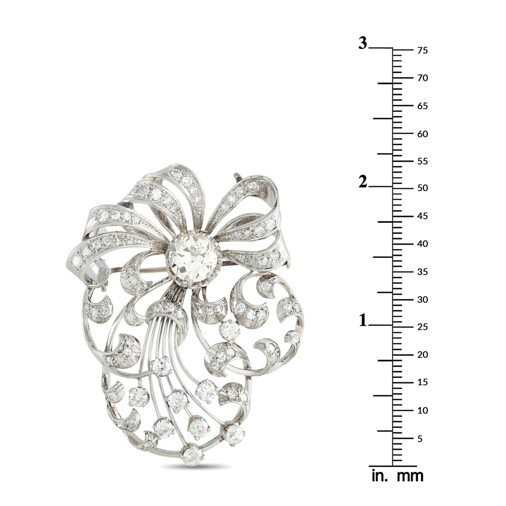 Platinum 4.07ct Diamond Victorian Spray Brooch
