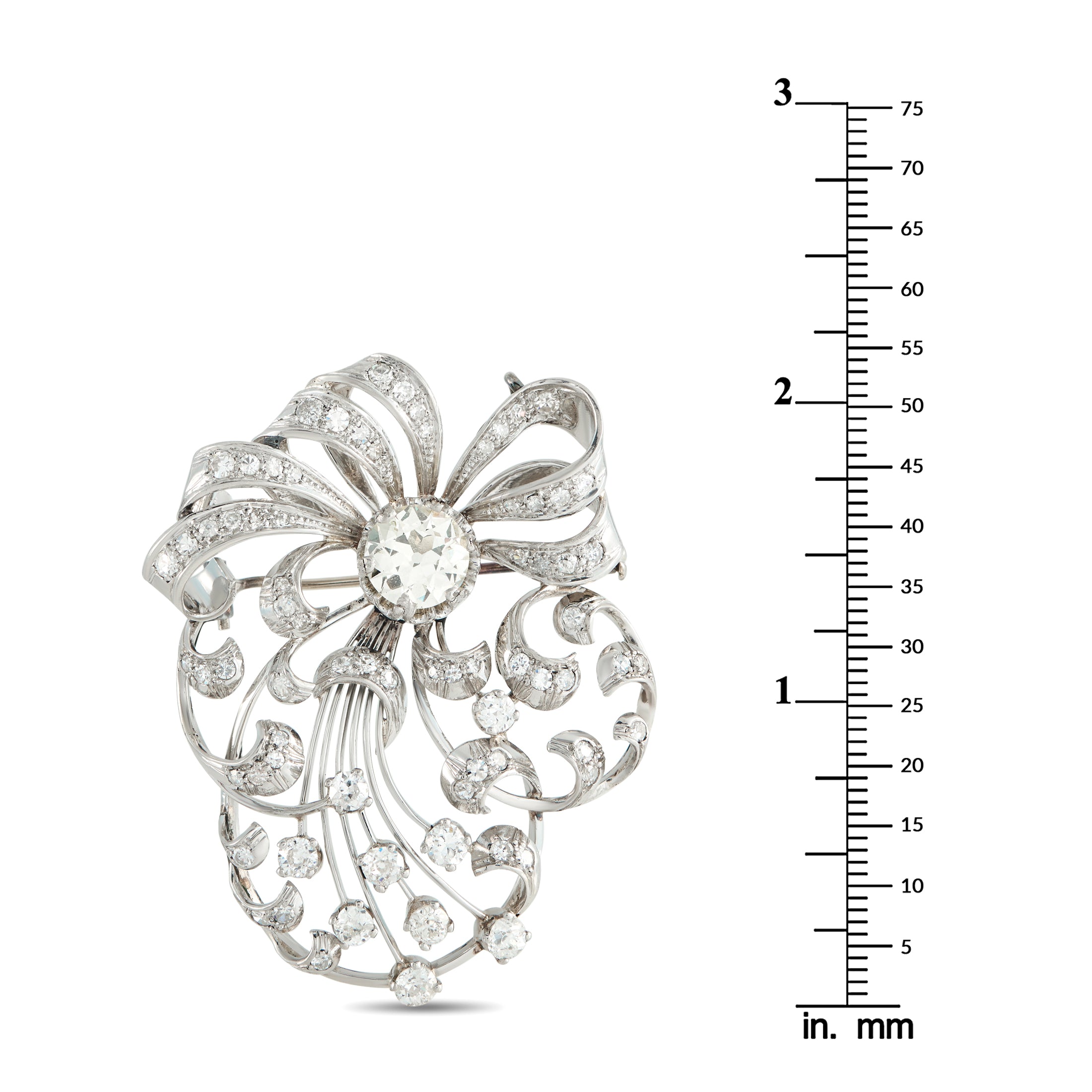 Platinum 4.07ct Diamond Victorian Spray Brooch