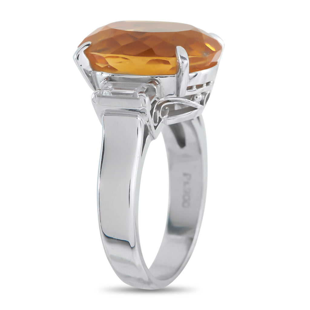 Platinum 0.46ct Diamond and Citrine Ring