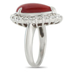 Exclusive Platinum 1.27ct Diamond and Coral Ring