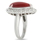 Platinum 1.27ct Diamond and Coral Ring