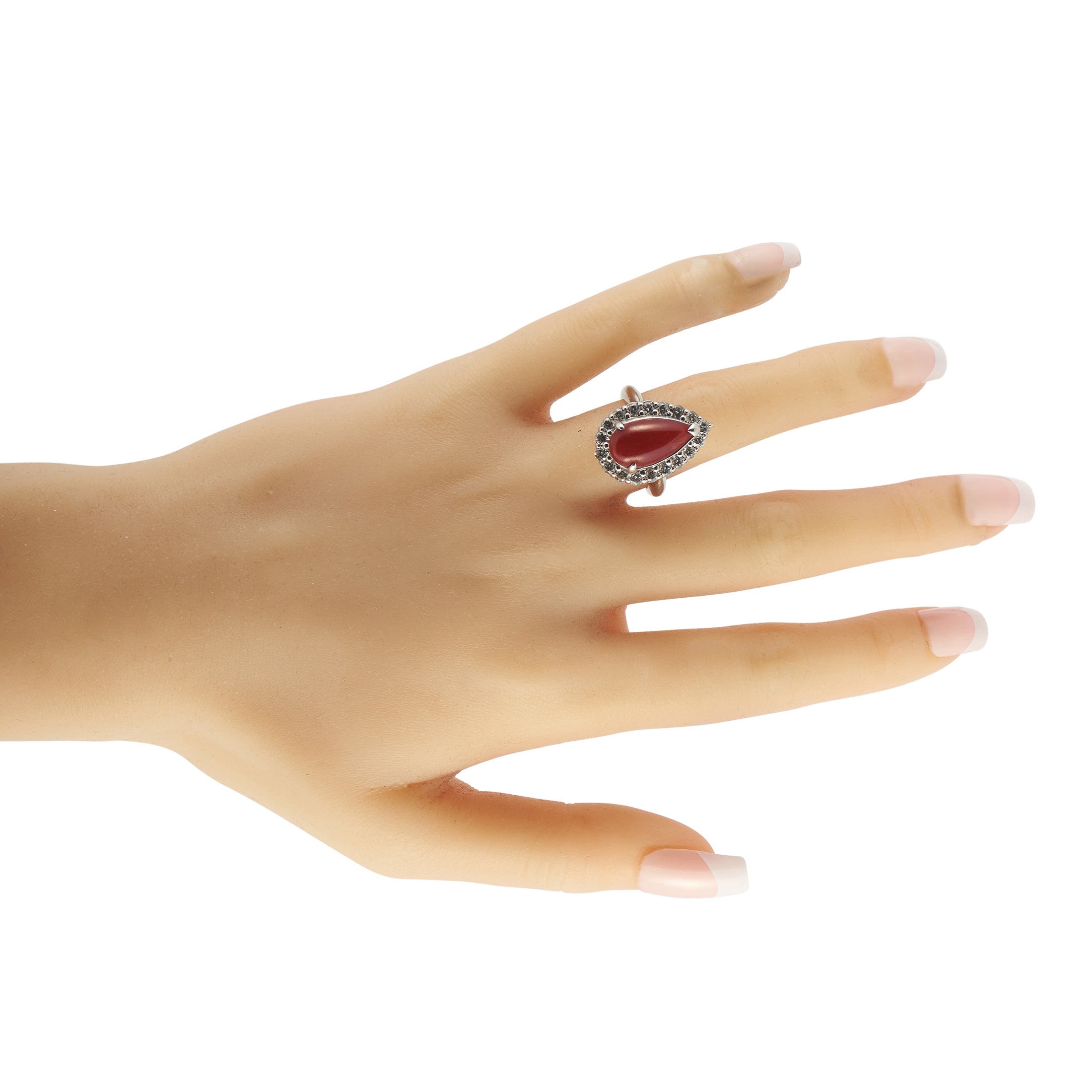 Platinum 1.27ct Diamond and Coral Ring