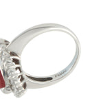 Platinum 1.27ct Diamond and Coral Ring