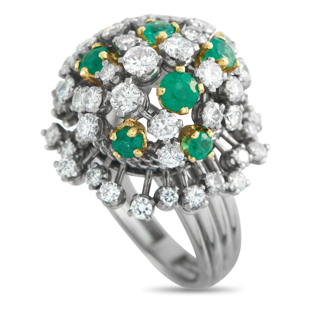 Platinum 2.50ct Diamond and Emerald Ring