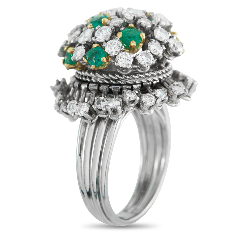 Platinum 2.50ct Diamond and Emerald Ring
