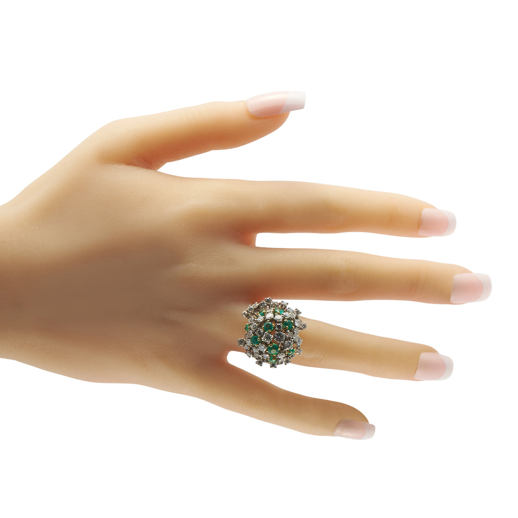 Platinum 2.50ct Diamond and Emerald Ring
