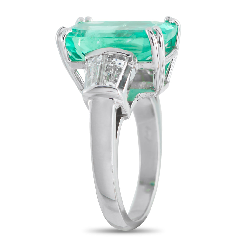 Platinum 0.50ct Diamond and Emerald Ring