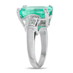 Platinum 0.50ct Diamond and Emerald Ring