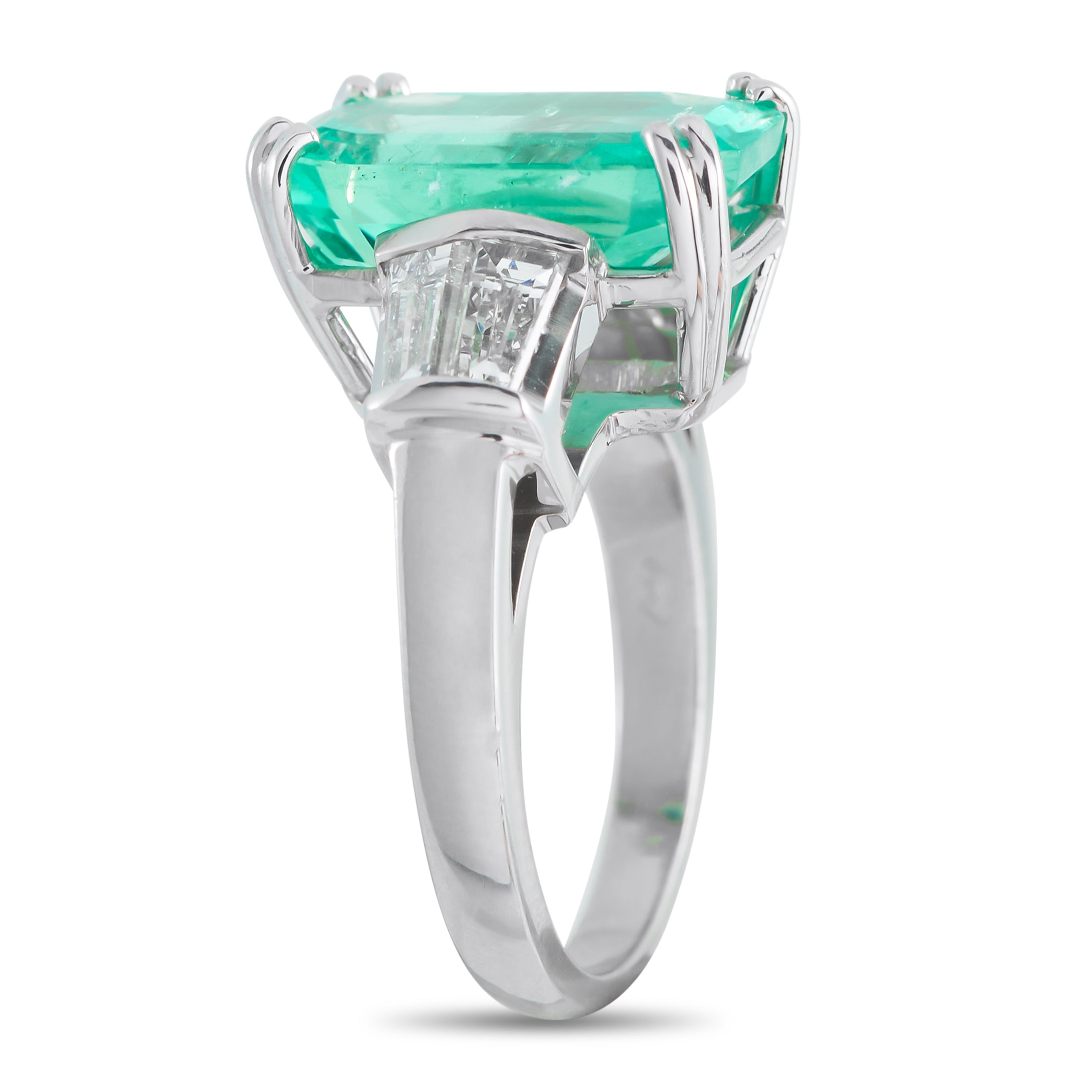 Platinum 0.50ct Diamond and Emerald Ring