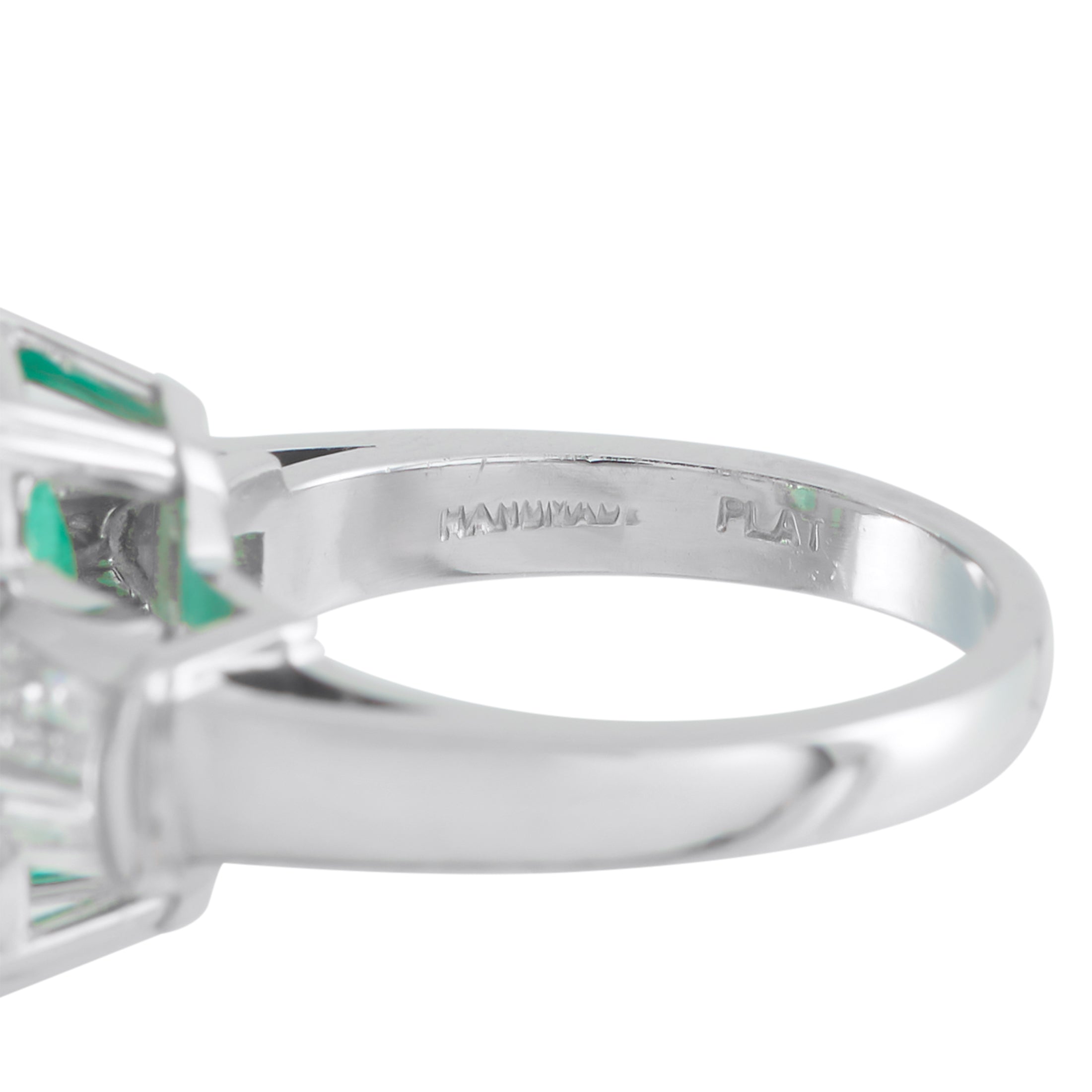Platinum 0.50ct Diamond and Emerald Ring