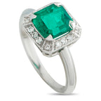 Platinum 0.30ct Diamond and Emerald Ring