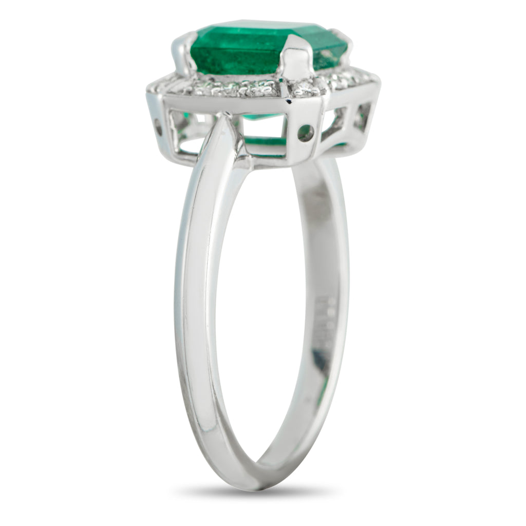 Platinum 0.30ct Diamond and Emerald Ring