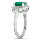 Platinum 0.30ct Diamond and Emerald Ring