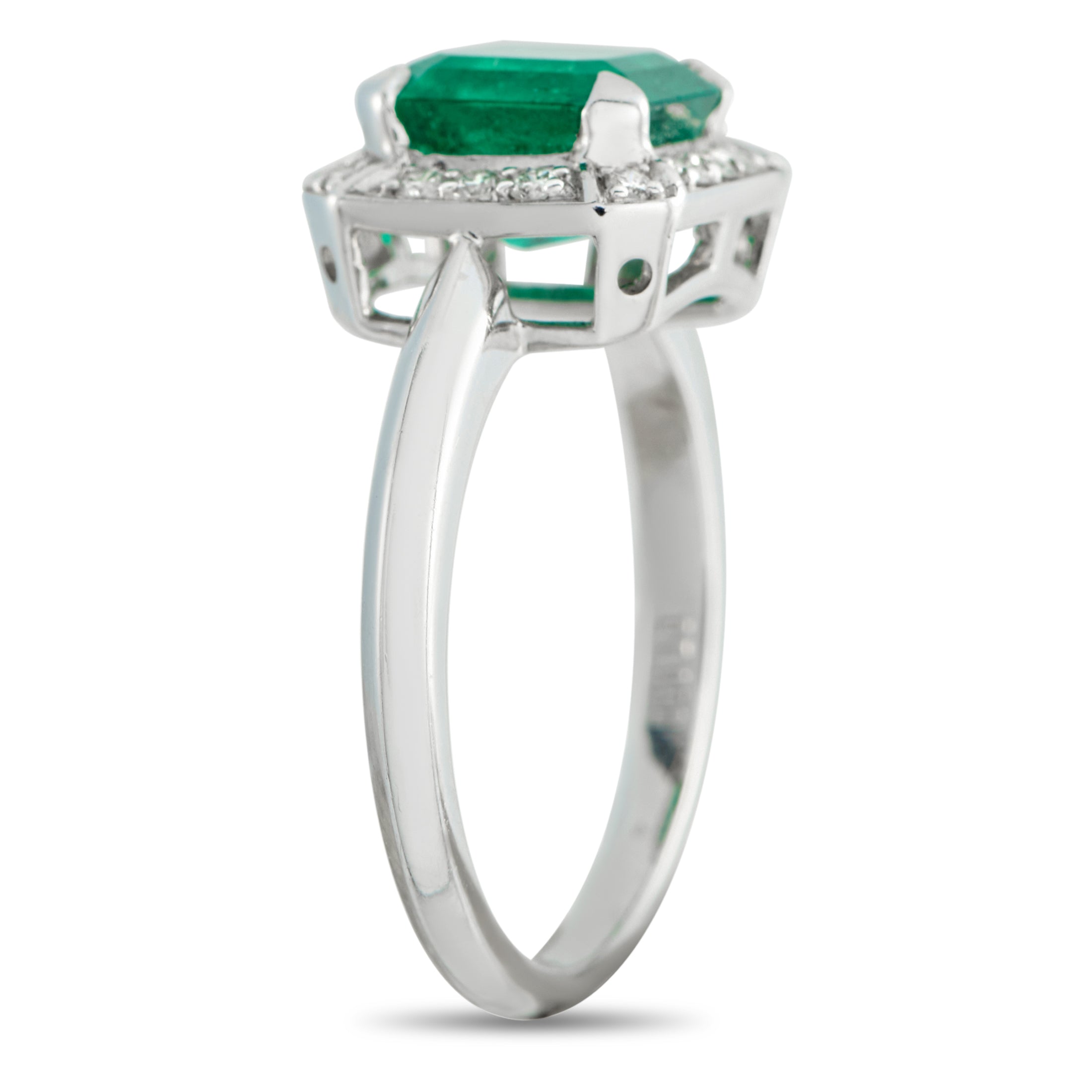 Platinum 0.30ct Diamond and Emerald Ring