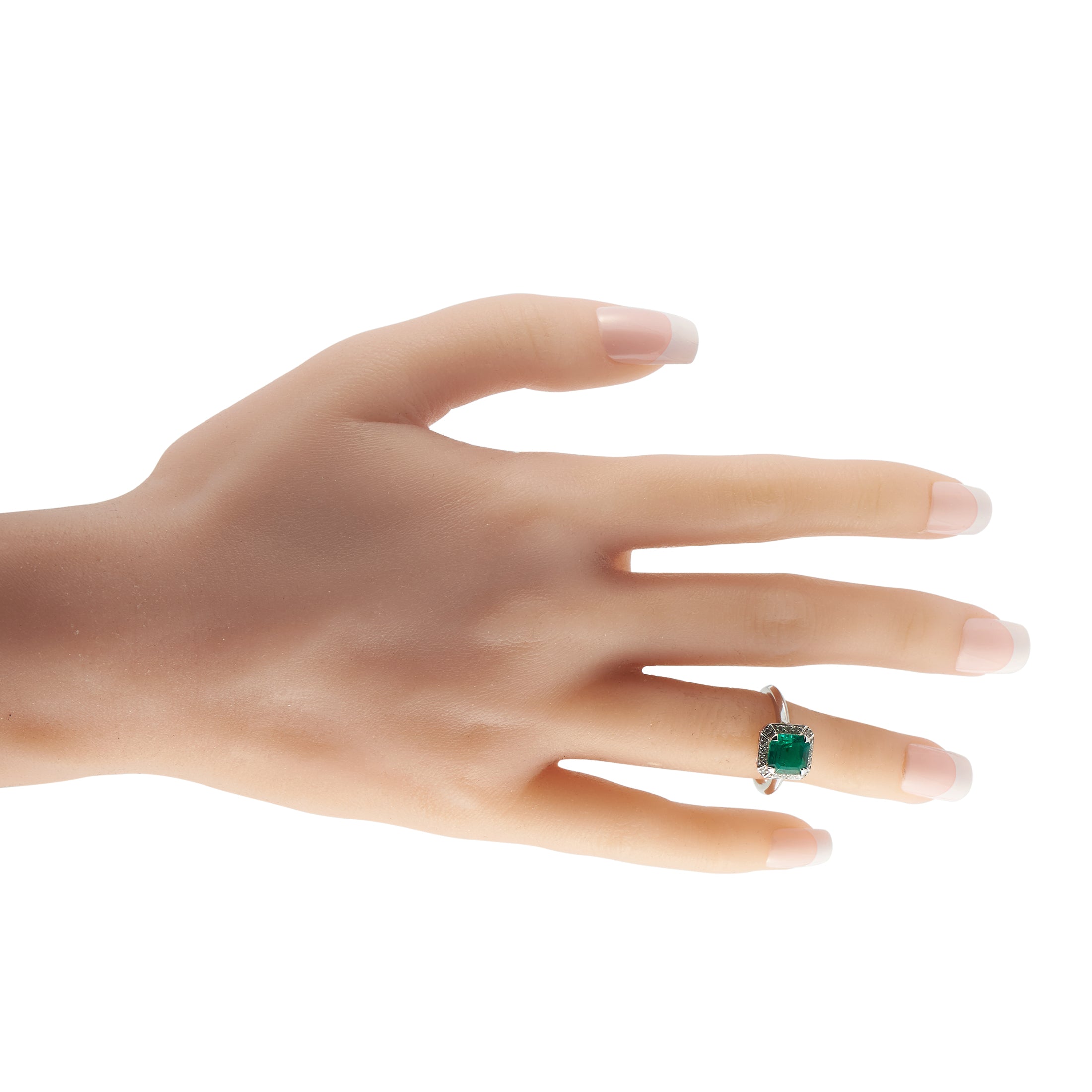 Platinum 0.30ct Diamond and Emerald Ring