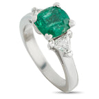 Platinum 0.35ct Diamond and Emerald Ring