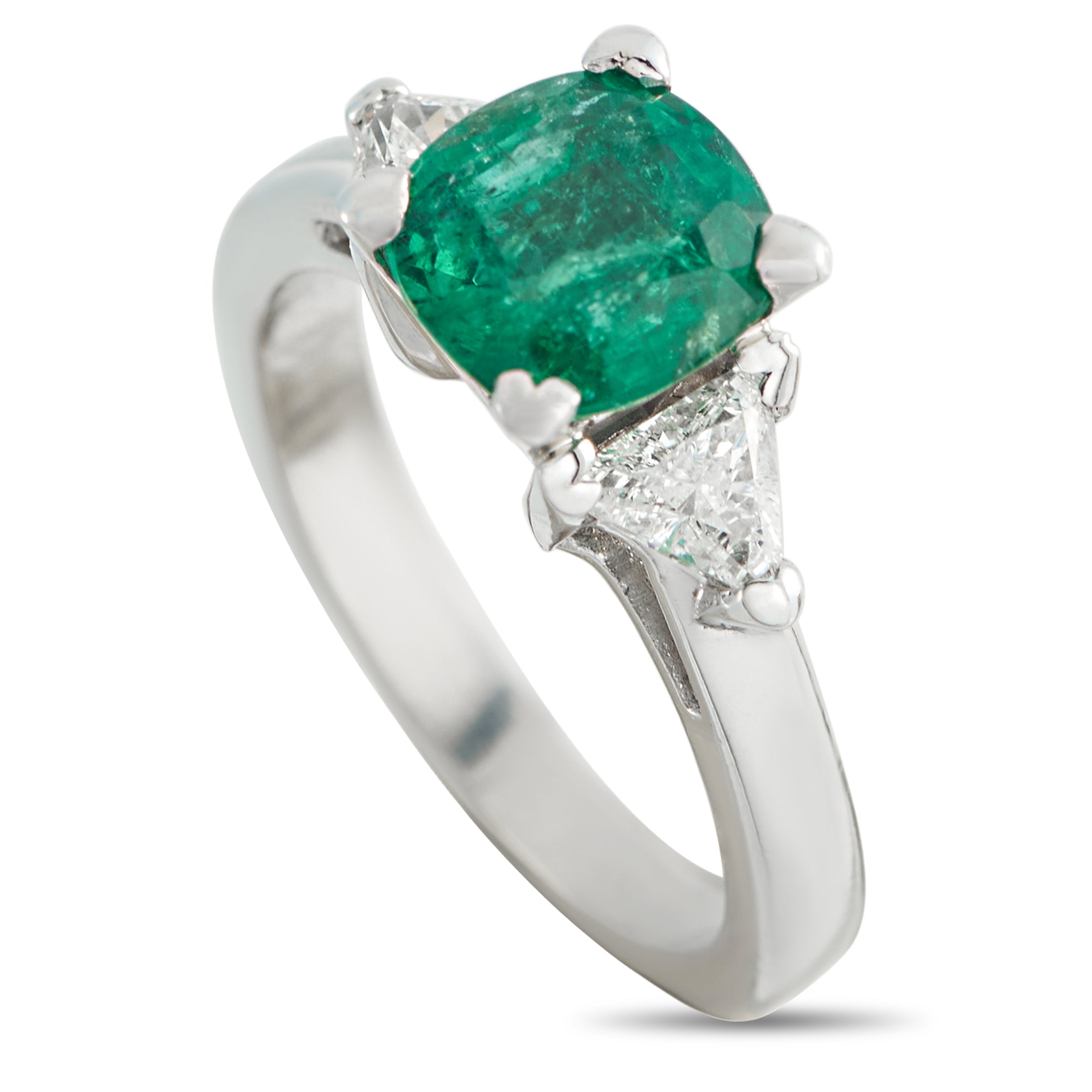 Platinum 0.35ct Diamond and Emerald Ring