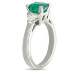 Platinum 0.35ct Diamond and Emerald Ring