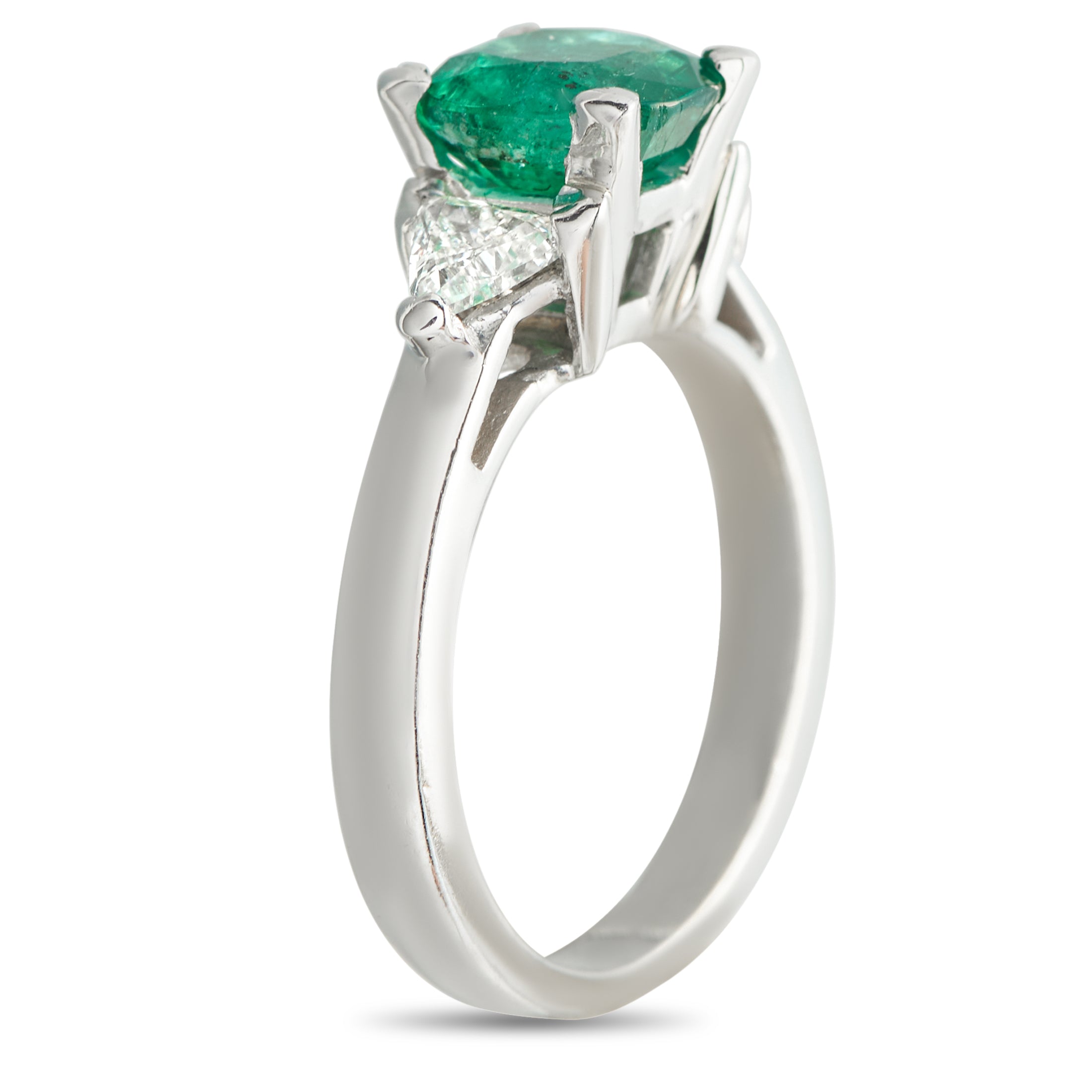 Platinum 0.35ct Diamond and Emerald Ring