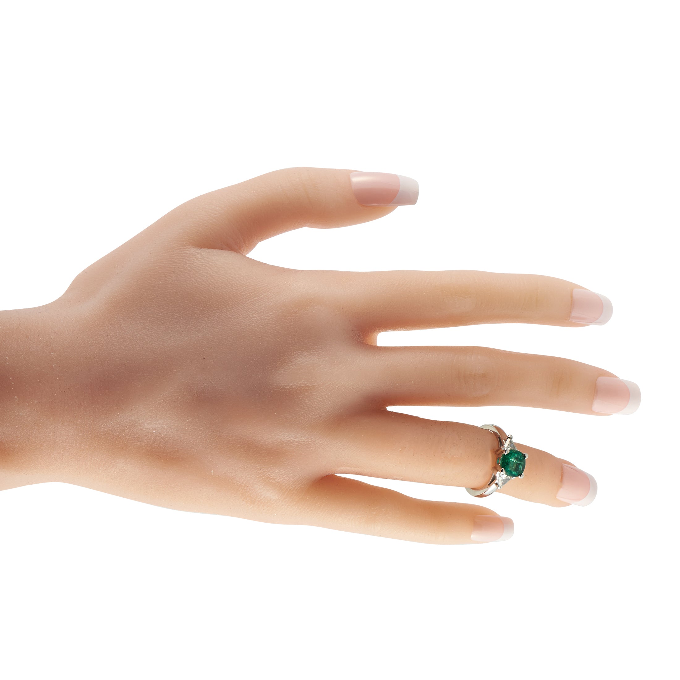 Platinum 0.35ct Diamond and Emerald Ring