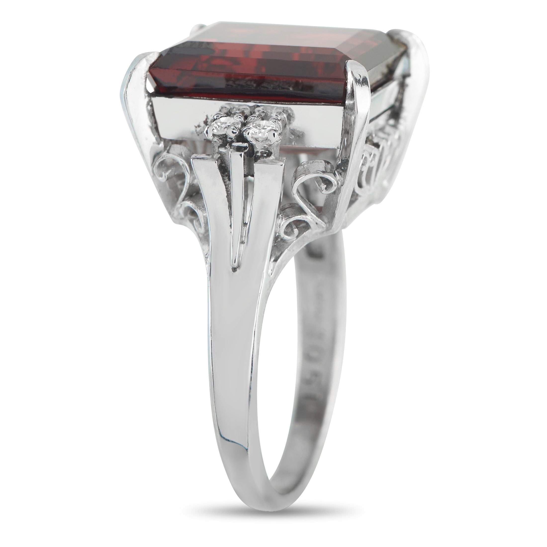 Exclusive Platinum 0.11ct Diamond and Garnet Ring