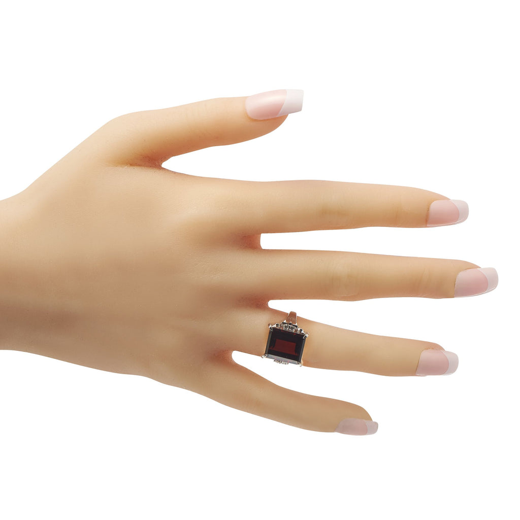 Exclusive Platinum 0.11ct Diamond and Garnet Ring