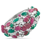 Platinum 19.0ct Diamond and Colored Gemstone Bangle