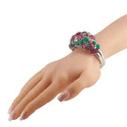 Platinum 19.0ct Diamond and Colored Gemstone Bangle