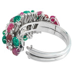 Platinum 19.0ct Diamond and Colored Gemstone Bangle