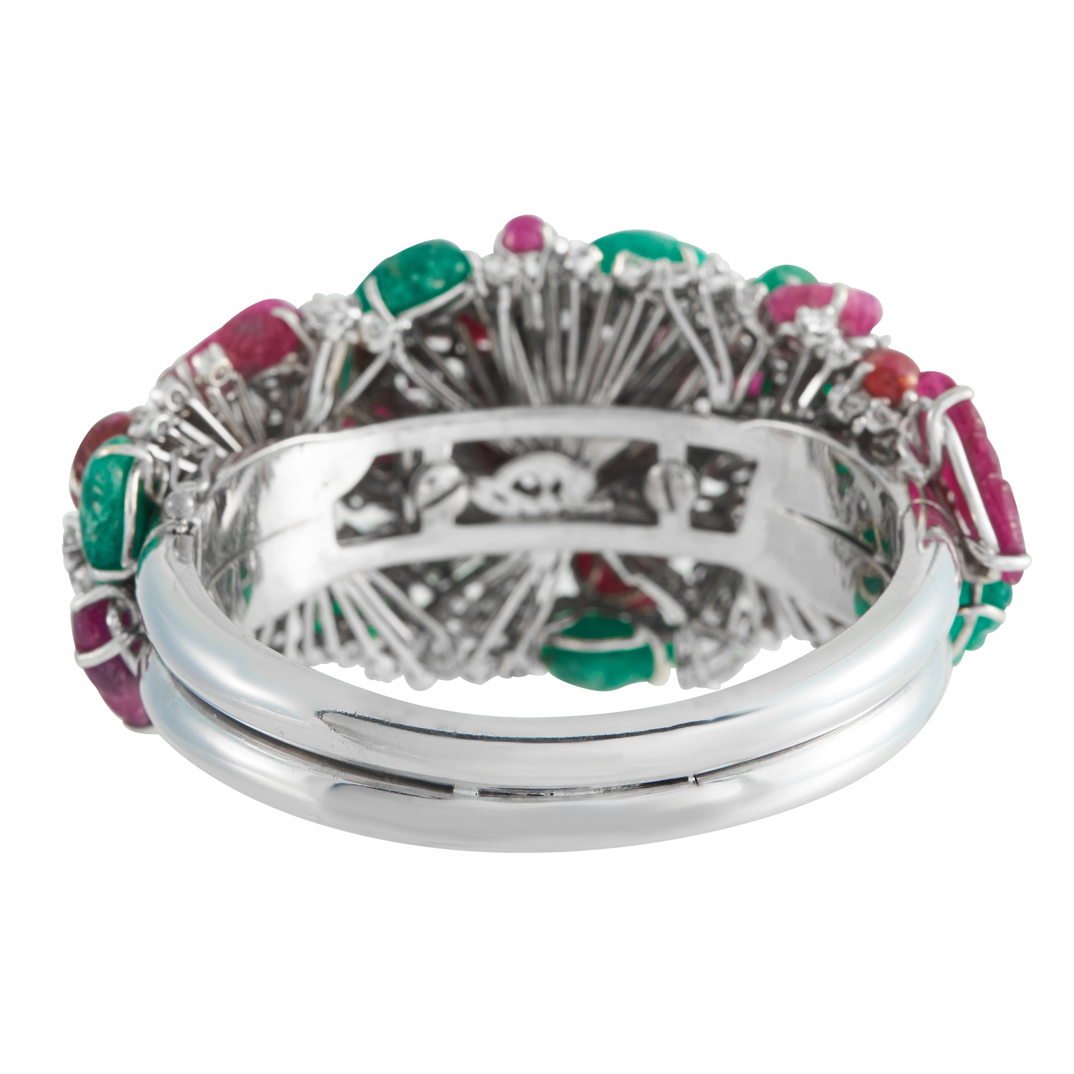 Platinum 19.0ct Diamond and Colored Gemstone Bangle