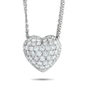 Platinum pavé diamond heart pendant necklace