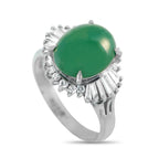 Exclusive Platinum 0.41ct Diamond and Jade Ring MF47-101725 – A subtle showpiece for those who notice the small details