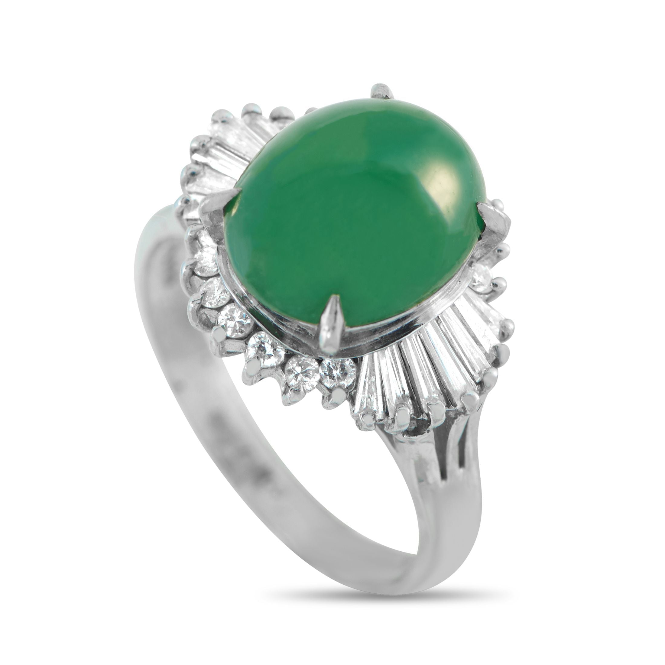 Exclusive Platinum 0.41ct Diamond and Jade Ring MF47-101725 – A subtle showpiece for those who notice the small details