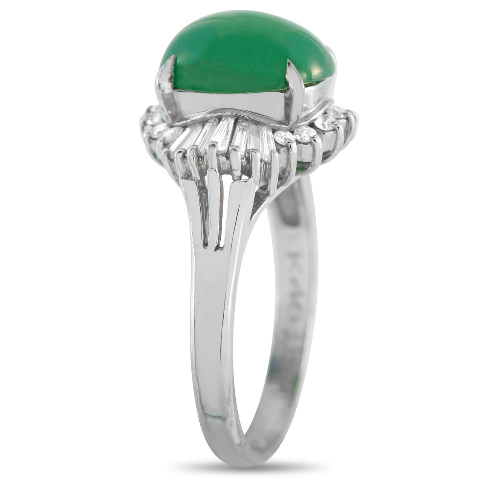 Exclusive Platinum 0.41ct Diamond and Jade Ring