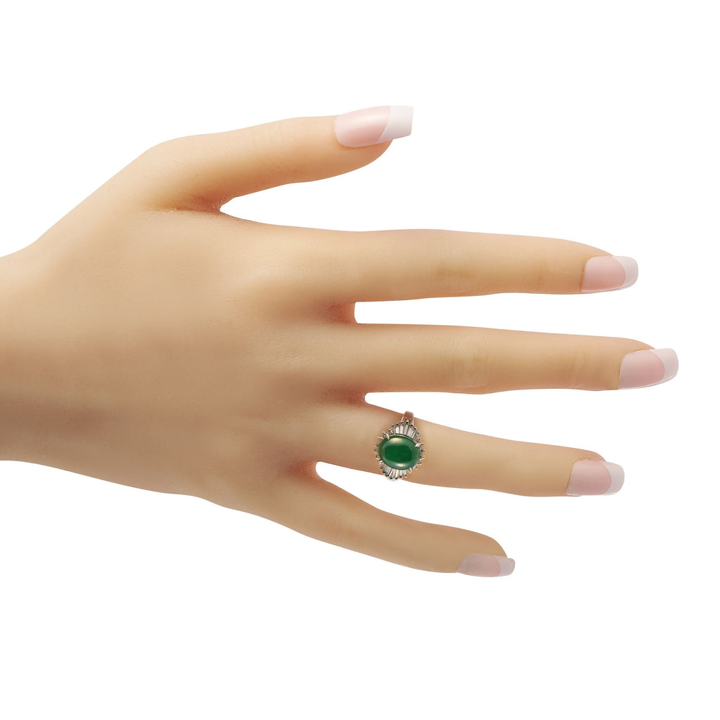 Exclusive Platinum 0.41ct Diamond and Jade Ring