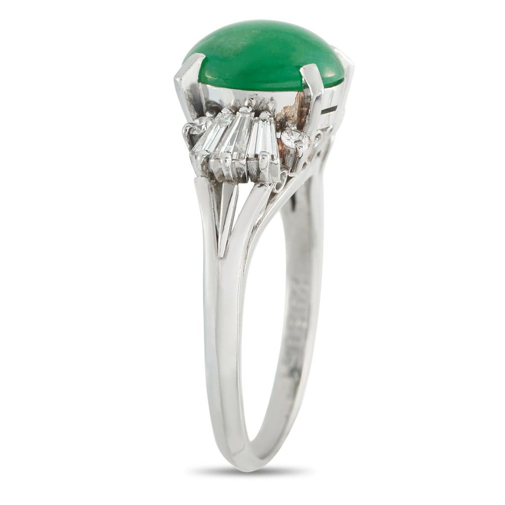 Platinum 2.89ct Diamond and Jade Ring
