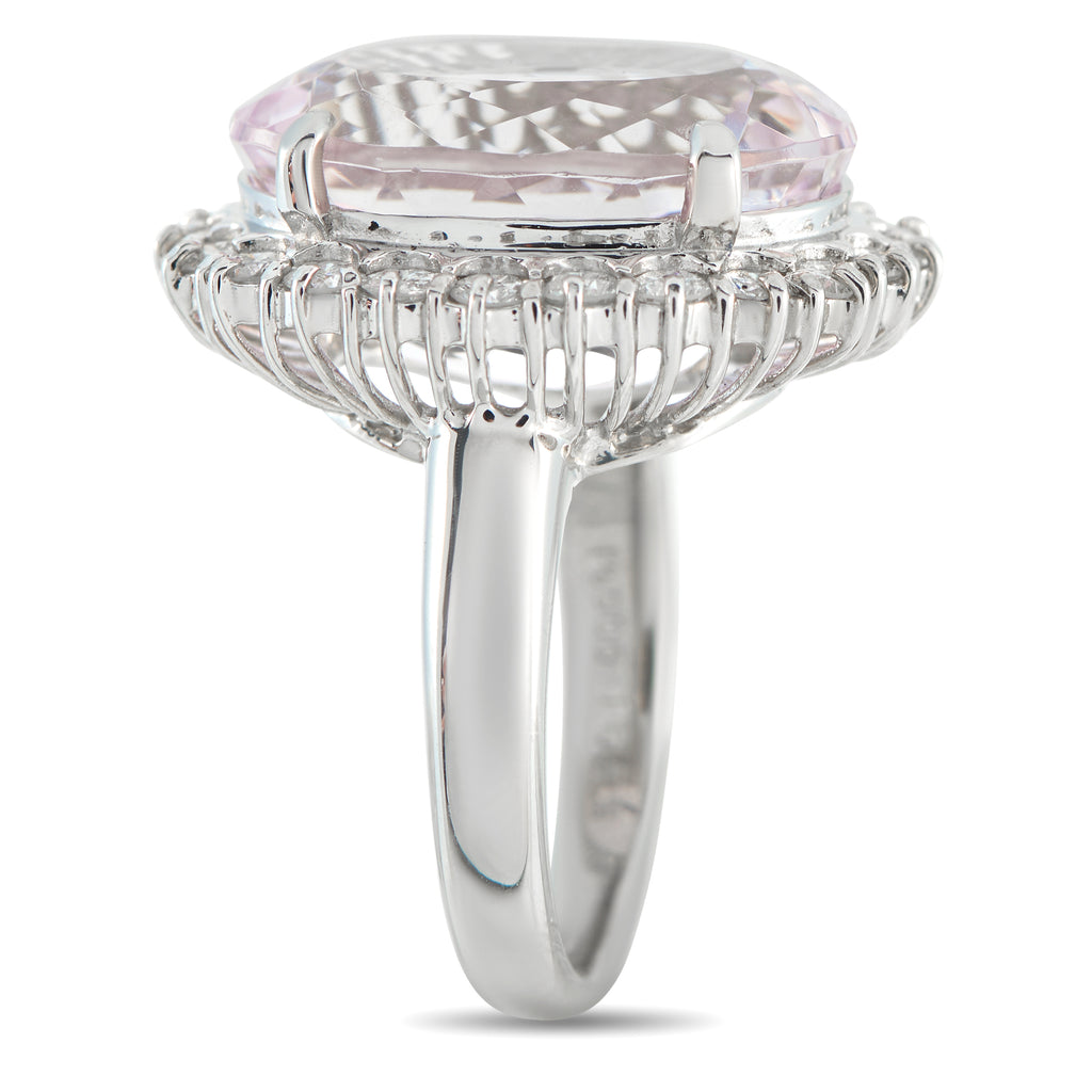 Platinum 1.04ct Diamond and Kunzite Ring