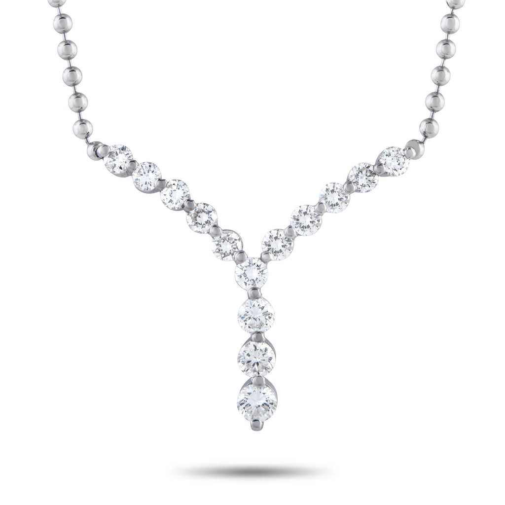 Exclusive Platinum 0.74ct Diamond Necklace MF23-101525 – Modern and composed, this platinum necklace flatters the neckline an