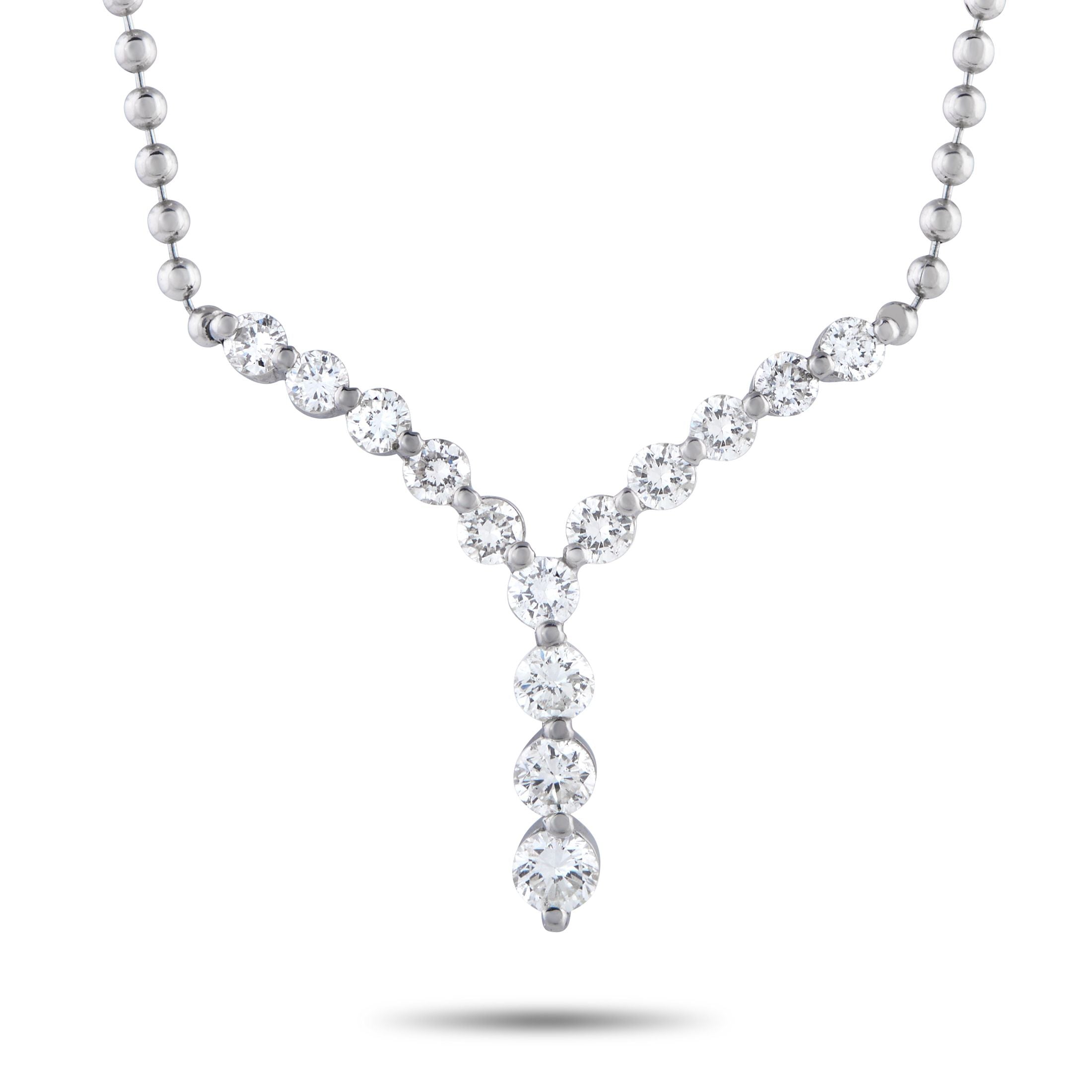Exclusive Platinum 0.74ct Diamond Necklace MF23-101525 – Modern and composed, this platinum necklace flatters the neckline an
