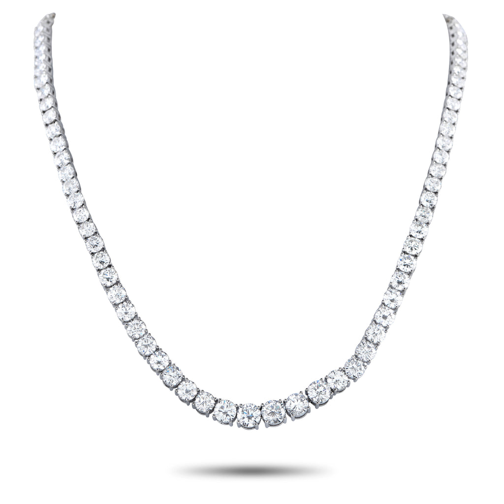 Exclusive Platinum 38.43ct Diamond Tennis Necklace – Embodying pure indulgence, this Exclusive  piece is draped in an extraor