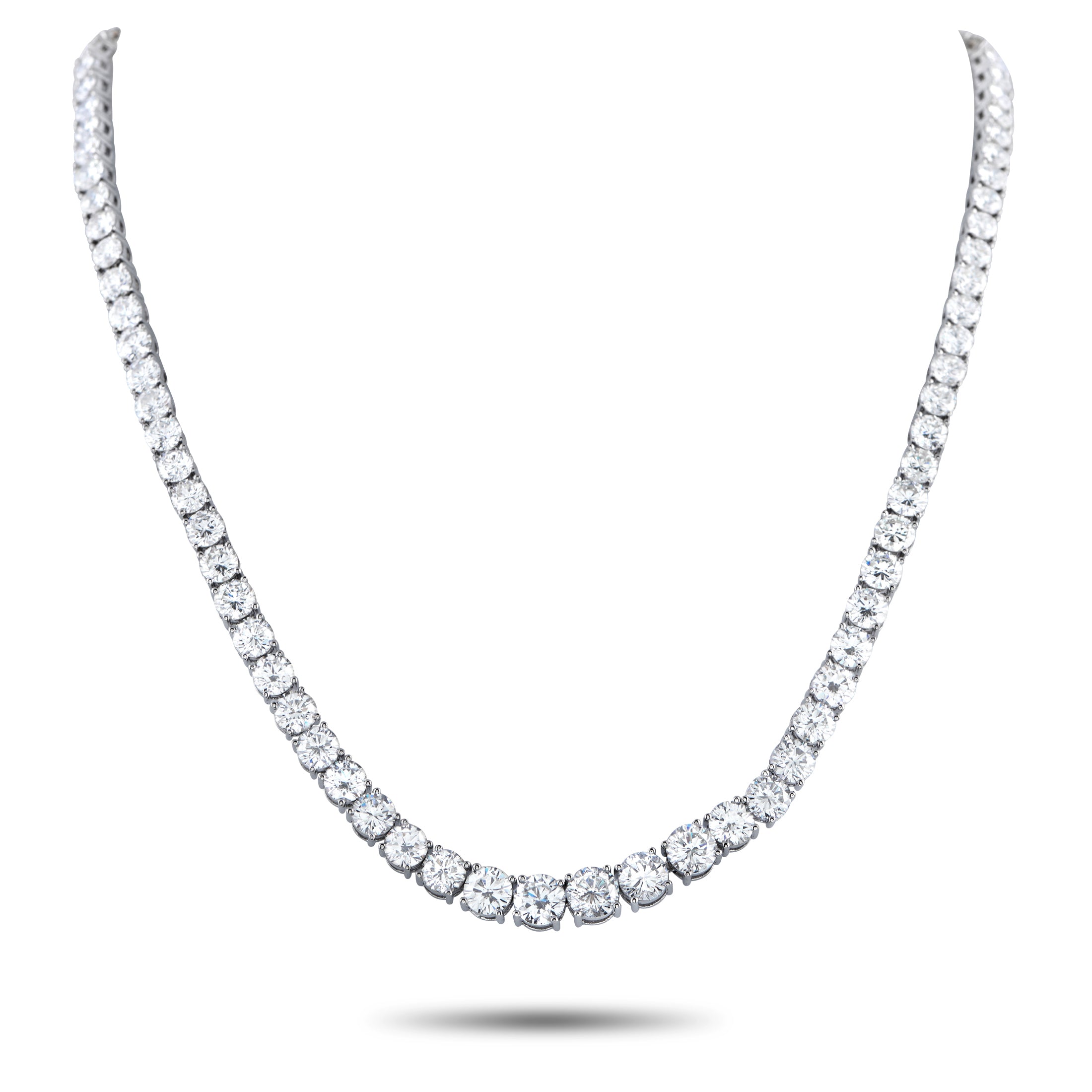 Exclusive Platinum 38.43ct Diamond Tennis Necklace – Embodying pure indulgence, this Exclusive  piece is draped in an extraor