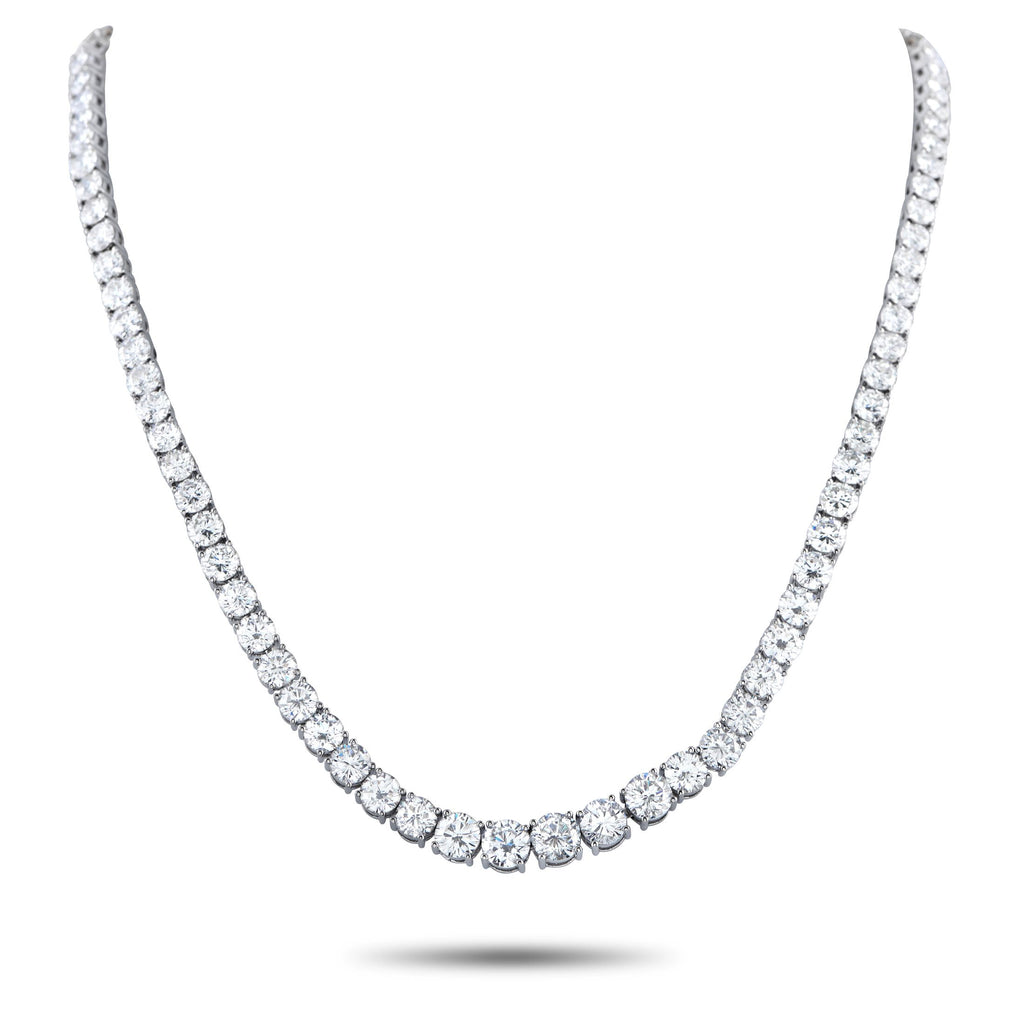 Exclusive Platinum 38.43ct Diamond Tennis Necklace MF28-101725 – Embodying pure indulgence, this Exclusive  piece is draped i